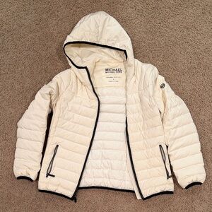 Michael Kors Off-White Hooded Puffer Jacket